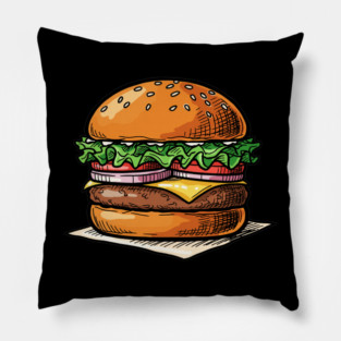 Classic Juicy Cheeseburger Pillow
