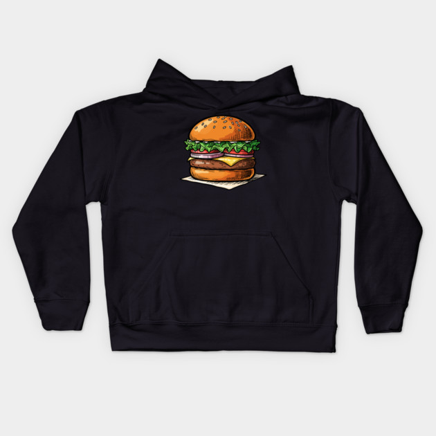 Classic Juicy Cheeseburger Kids Hoodie by enrynz