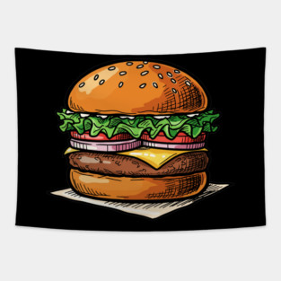 Classic Juicy Cheeseburger Tapestry