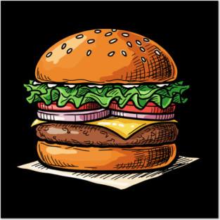 Classic Juicy Cheeseburger Posters and Art