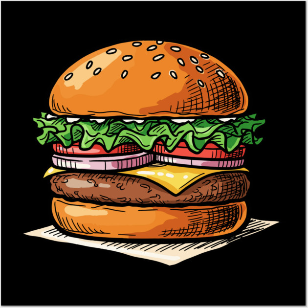 Classic Juicy Cheeseburger Wall Art by Digironin