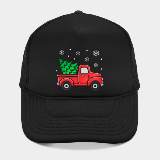Vintage Pickup Truck with Christmas Tree and Snowflakes by Creatifly Graphic Tees