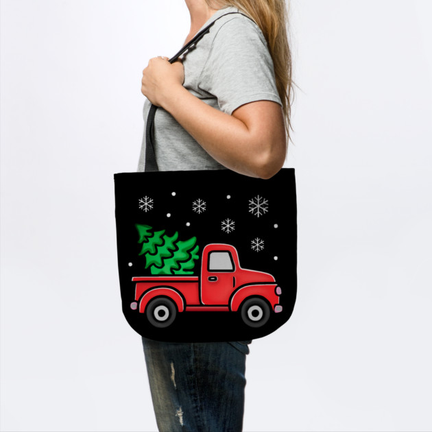 Vintage Pickup Truck with Christmas Tree and Snowflakes by Creatifly Graphic Tees