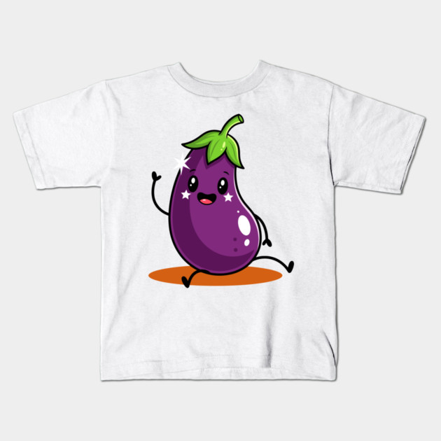 Kawaii Eggplant Kids T-Shirt by enrynz