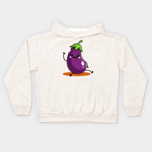 Kawaii Eggplant Kids Hoodie