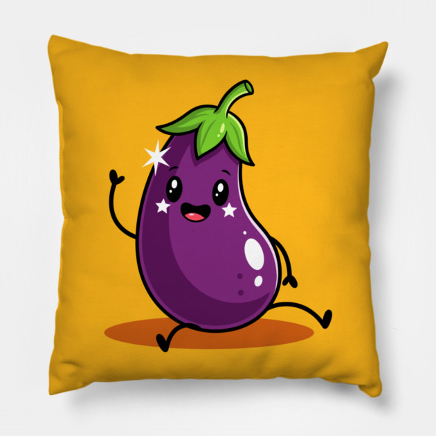 Kawaii Eggplant Pillow by enrynz