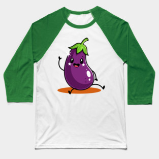 Kawaii Eggplant Baseball T-Shirt