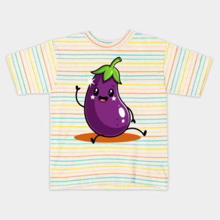 Kawaii Eggplant Kids T-Shirt