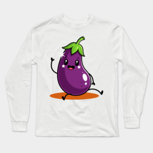 Kawaii Eggplant Long Sleeve T-Shirt