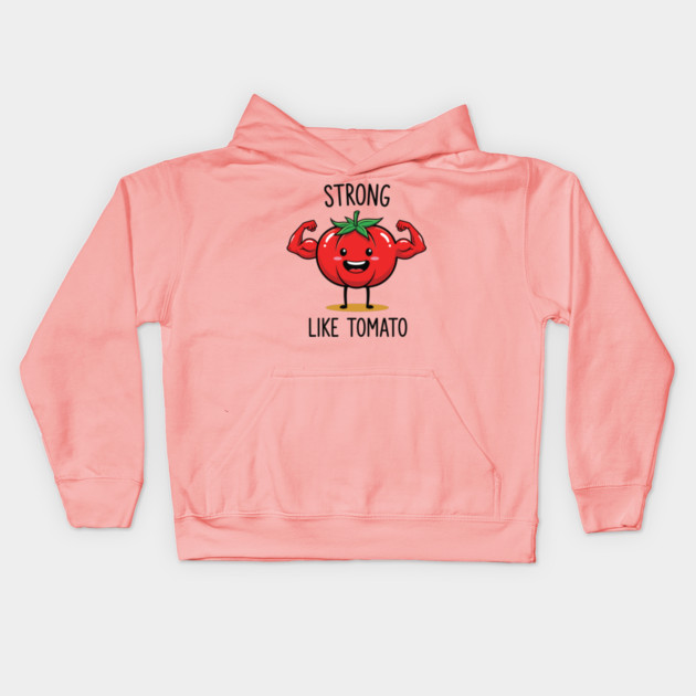 Strong Like Tomato Funny Veggie Kids Hoodie by enrynz