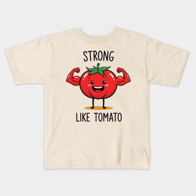 Strong Like Tomato Funny Veggie Kids T-Shirt by enrynz
