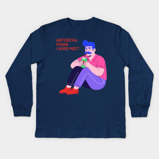 Antisocial vegan: I Avoid Meet Kids Long Sleeve T-Shirt by enrynz