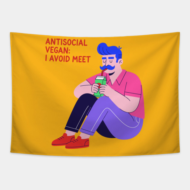 Antisocial vegan: I Avoid Meet Tapestry by enrynz