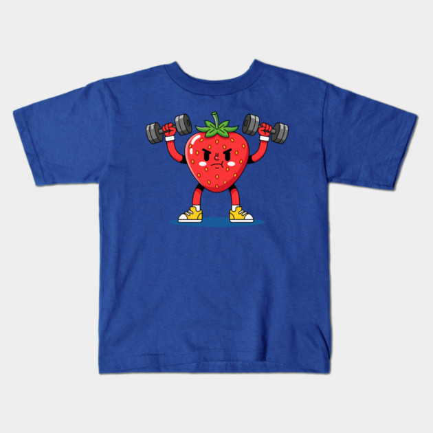 Sweaty Strawberry Fitness Kids T-Shirt by enrynz