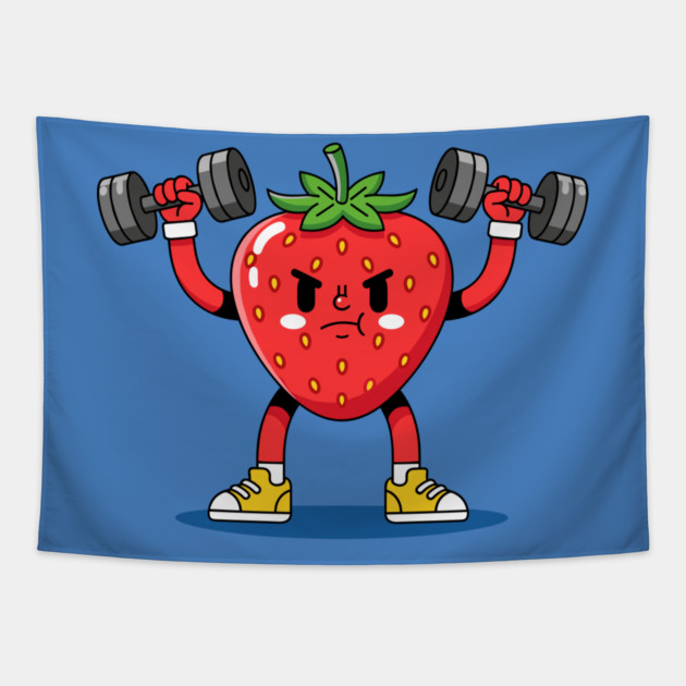 Sweaty Strawberry Fitness Tapestry by enrynz