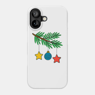 Festive Pine Branch with Colorful Ornaments Phone Case