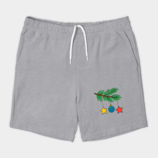 Festive Pine Branch with Colorful Ornaments Shorts