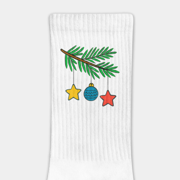 Festive Pine Branch with Colorful Ornaments by Creatifly Graphic Tees