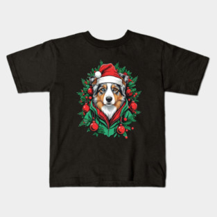 Christmas Australian Shepherd - Festive Aussie Dog Kids T-Shirt