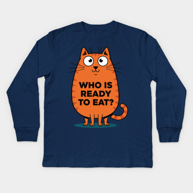 Hungry Cat Meme Kids Long Sleeve T-Shirt by enrynz