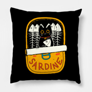 Sardine and cat Pillow