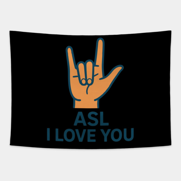 ASL I Love You design American sign Language Tapestry by langedu