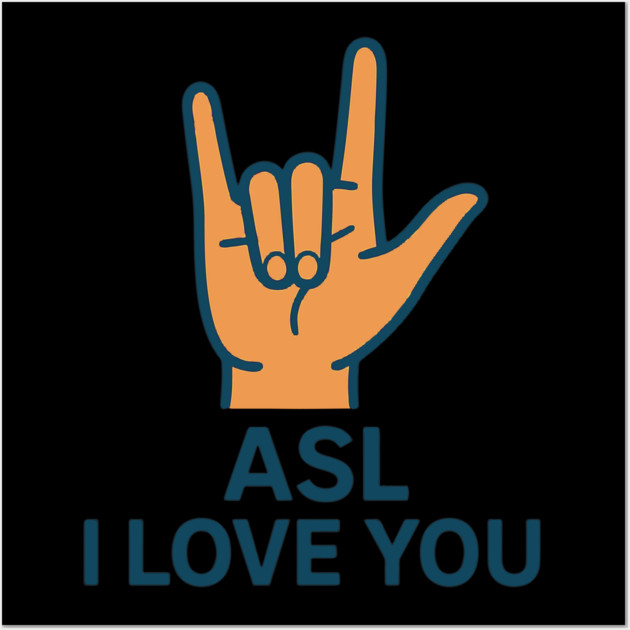 ASL I Love You design American sign Language Wall Art by langedu