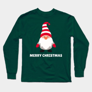 Festive Gnome with Merry Christmas Message Long Sleeve T-Shirt