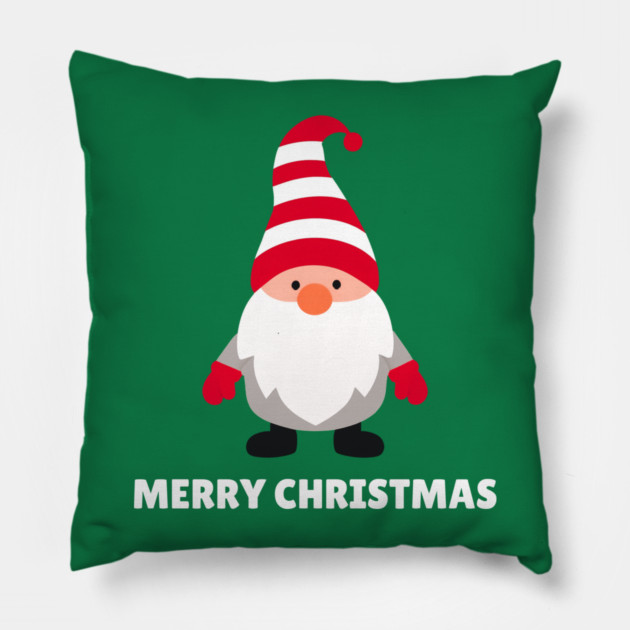 Festive Gnome with Merry Christmas Message Pillow by Creatifly Graphic Tees