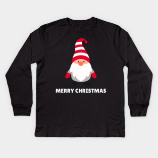 Festive Gnome with Merry Christmas Message Kids Long Sleeve T-Shirt