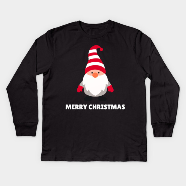 Festive Gnome with Merry Christmas Message Kids Long Sleeve T-Shirt by Creatifly Graphic Tees