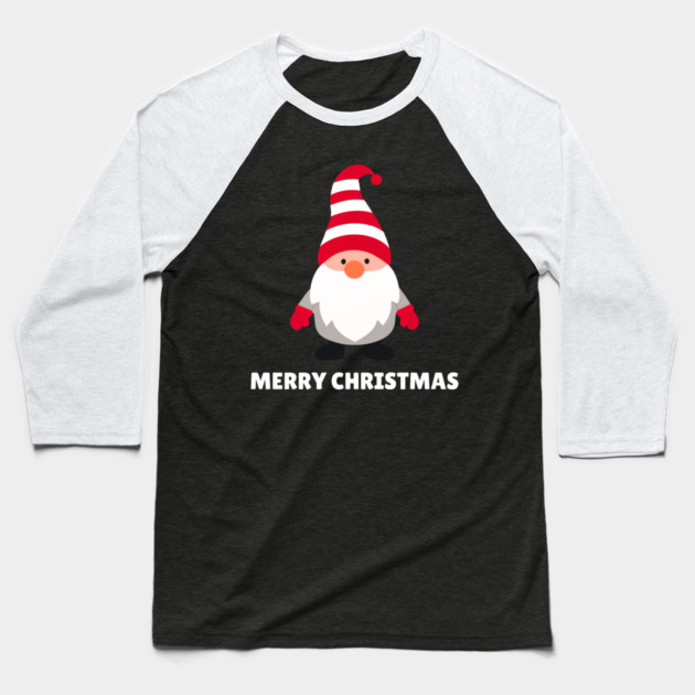 Festive Gnome with Merry Christmas Message Baseball T-Shirt by Creatifly Graphic Tees