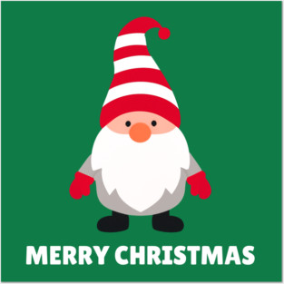Festive Gnome with Merry Christmas Message Posters and Art