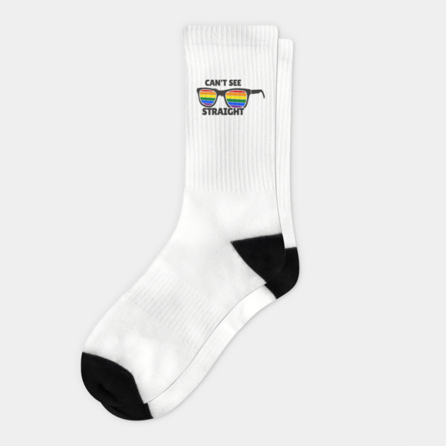 Can't See Straight Rainbow LGBT Sass Pride Socks by Anticorporati