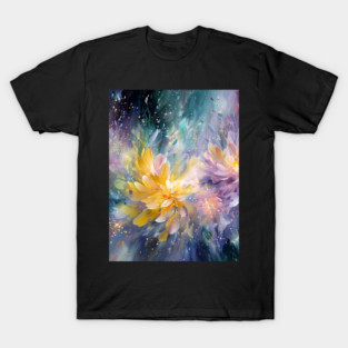 Vibrant Floral Abstract Painting with Explosion T-Shirt