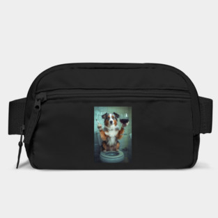 Funny Australian Shepherd Drinking Red Wine On Toilet Bag