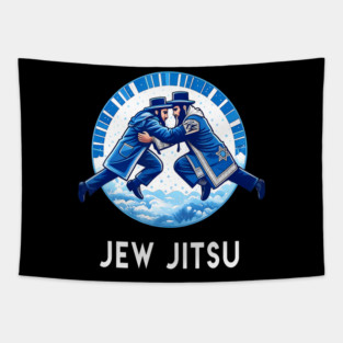 Jew Jitsu Karate Funny Hanukkah Jiu Jitsu Martial Arts Tapestry