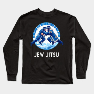 Jew Jitsu Karate Funny Hanukkah Jiu Jitsu Martial Arts Long Sleeve T-Shirt