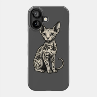 Tattooed Sphynx Cat Phone Case