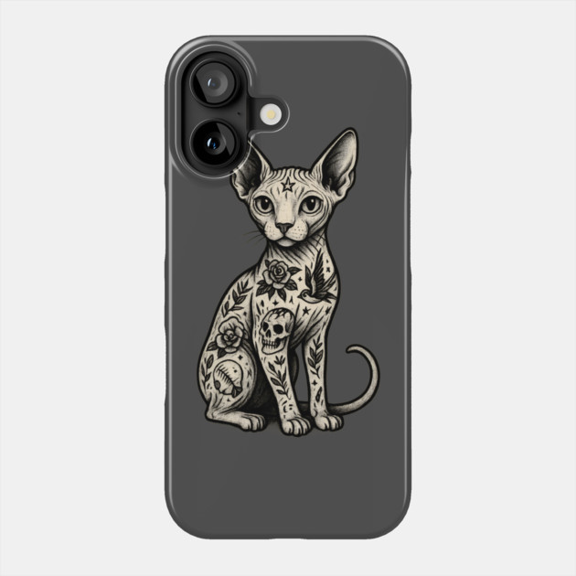 Tattooed Sphynx Cat Phone Case by Demian Stipatio