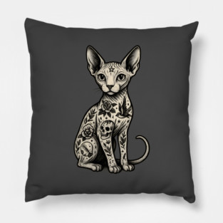 Tattooed Sphynx Cat Pillow