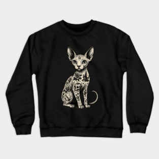 Tattooed Sphynx Cat Crewneck Sweatshirt