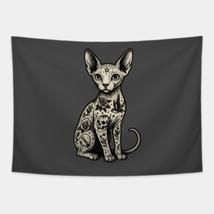 Tattooed Sphynx Cat Tapestry
