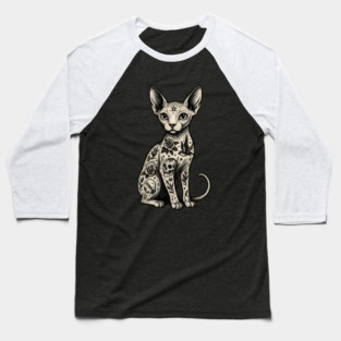 Tattooed Sphynx Cat Baseball T-Shirt