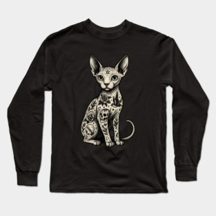 Tattooed Sphynx Cat Long Sleeve T-Shirt