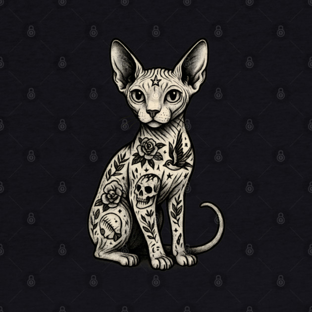 Tattooed Sphynx Cat by Demian Stipatio