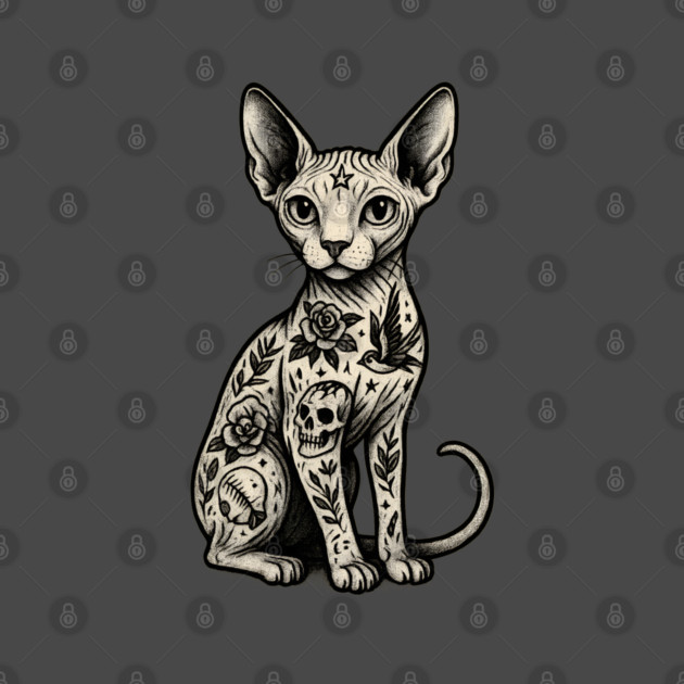 Tattooed Sphynx Cat by Demian Stipatio
