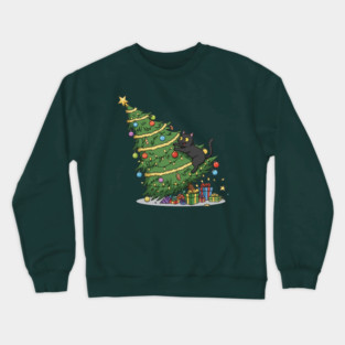 Cat Climbing the Christmas Tree Crewneck Sweatshirt