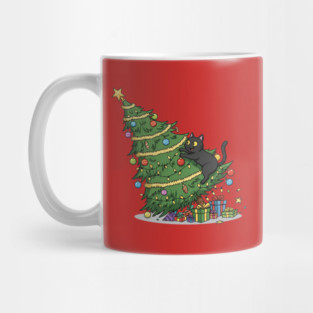 Cat Climbing the Christmas Tree Mug