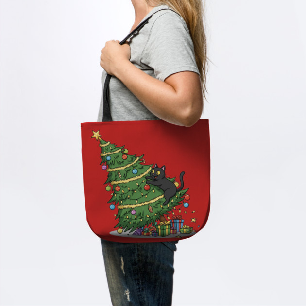 Cat Climbing the Christmas Tree by Creatifly Graphic Tees